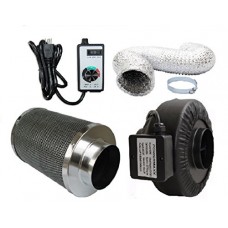 Powermaxx Premium Charcoal Carbon Filter with Inline Fan Combo and Speed Controller (16 feet Ducting  4 Inch) - B011DDDTJQ
